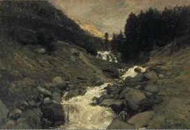 Charles-Francois Daubigny De waterval van de Mahoura, Cauterets.